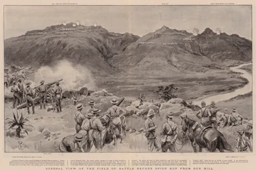 Vista generale del campo di battaglia prima di Spion Kop da Gun Hill